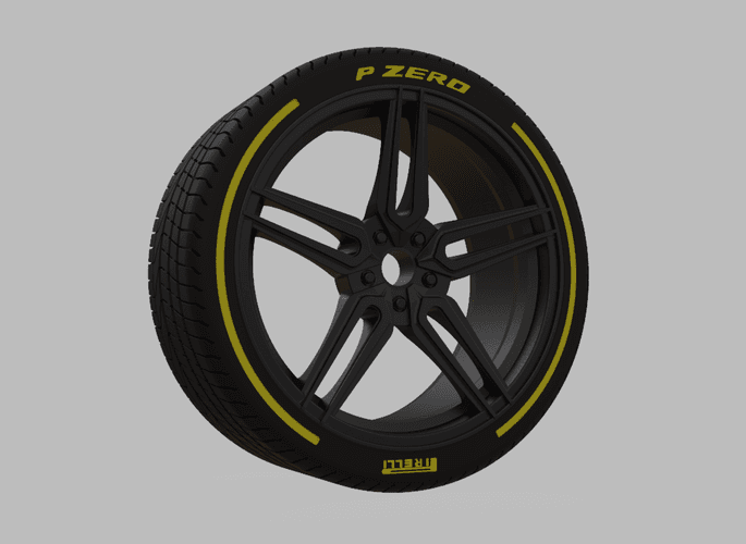 Miniature Vossen HF-1 Rim & Tire  - 3D Print - No Textures