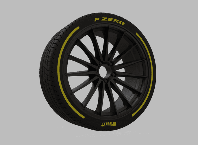 Miniature Vossen VFS-2 Rim & Tire  - 3D Print - No Textures