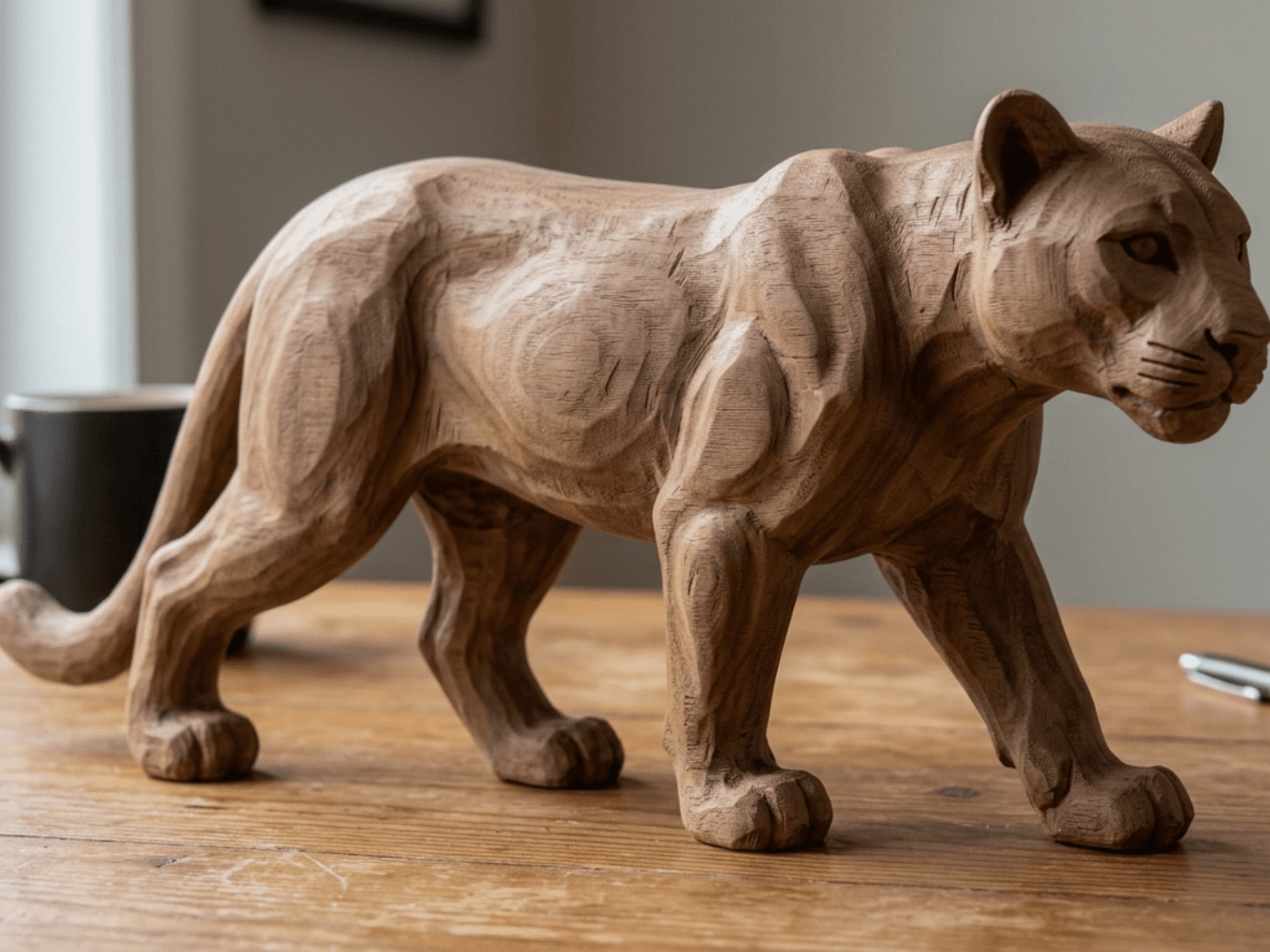 Carved Mountain Lion 