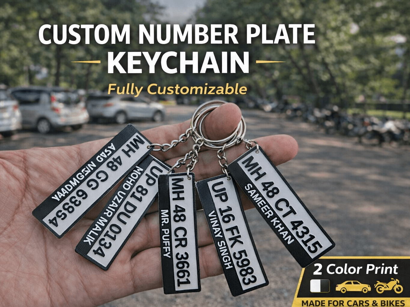 Custom Vehicle Number Plate Keychain
