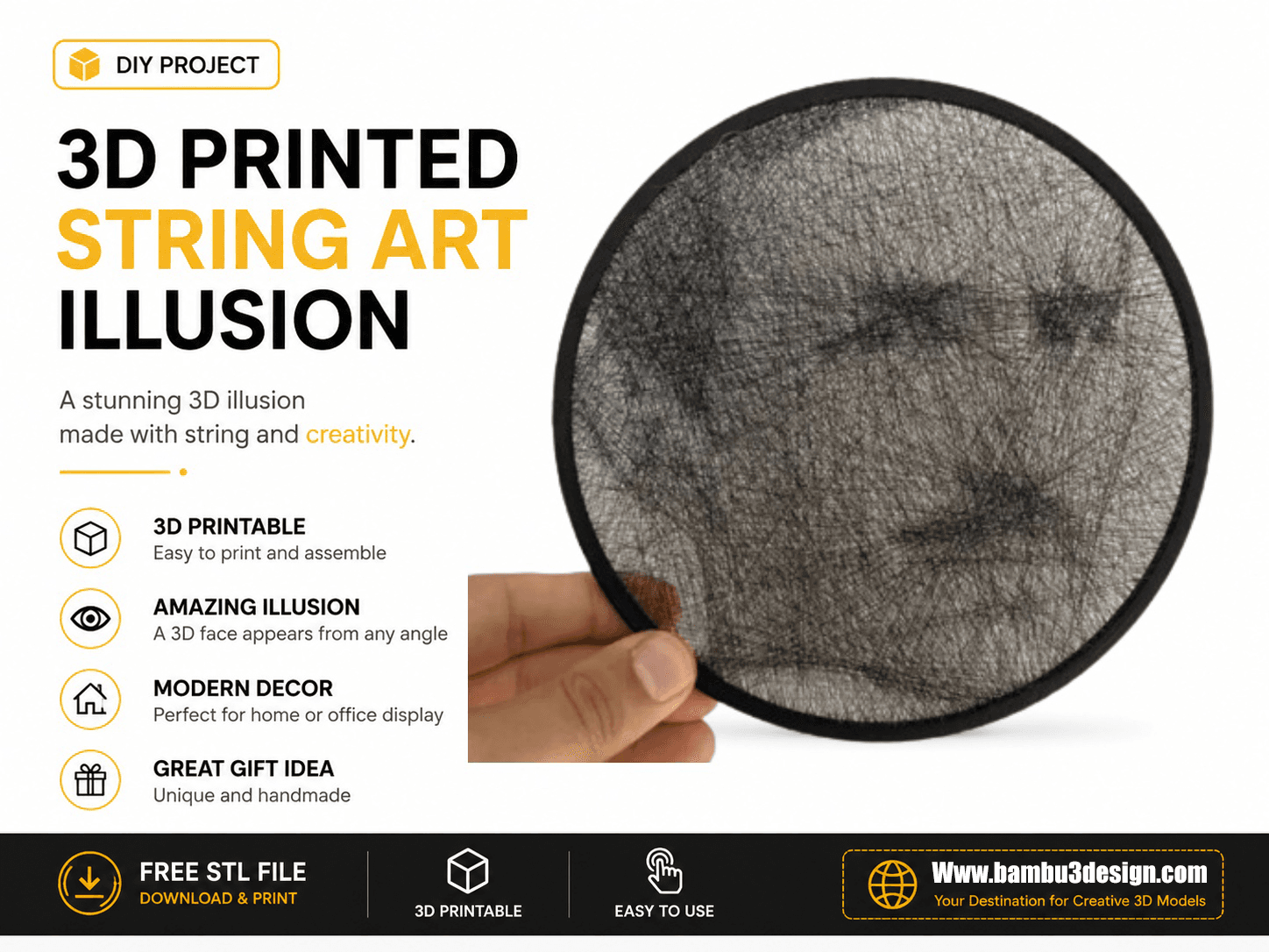 3D Printed String Art Illusion
