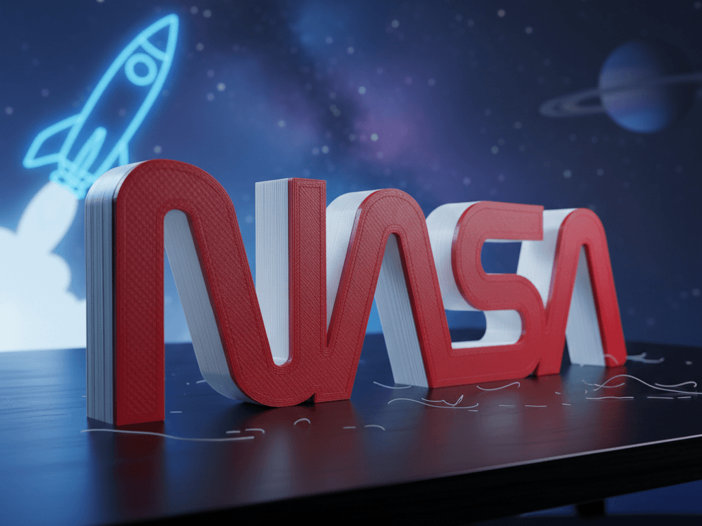 NASA Worm Logo LED Lamp Retro Space Sign