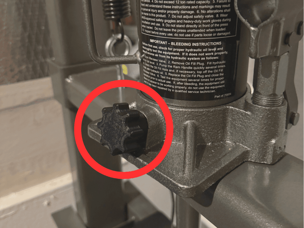 Harbor Freight Central Machinery 12 Ton Press Knob