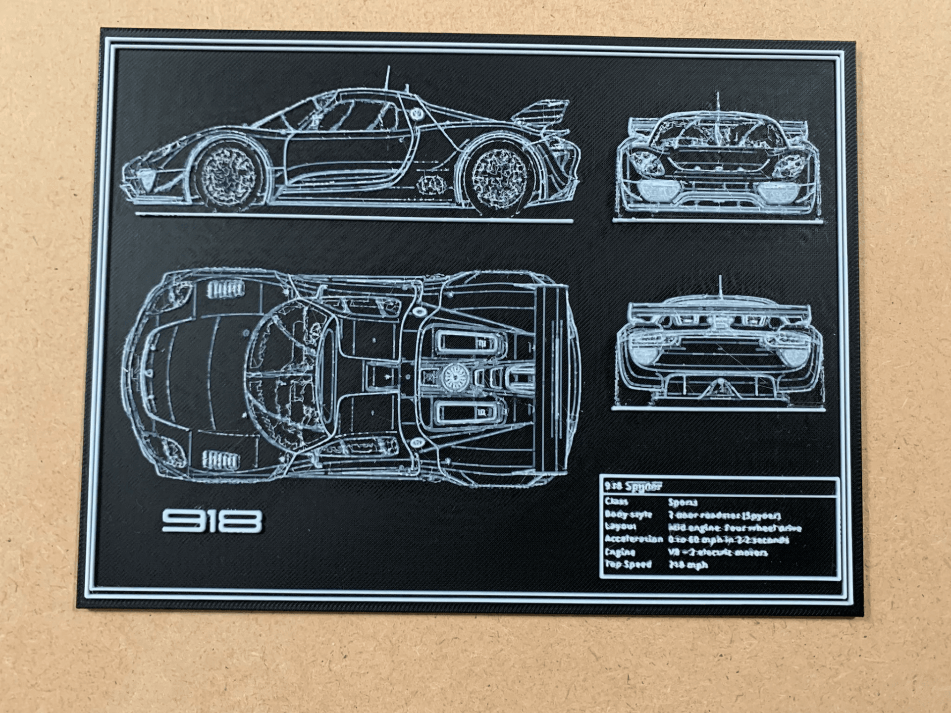 Hueforge - Porsche 918 spyder Blueprint