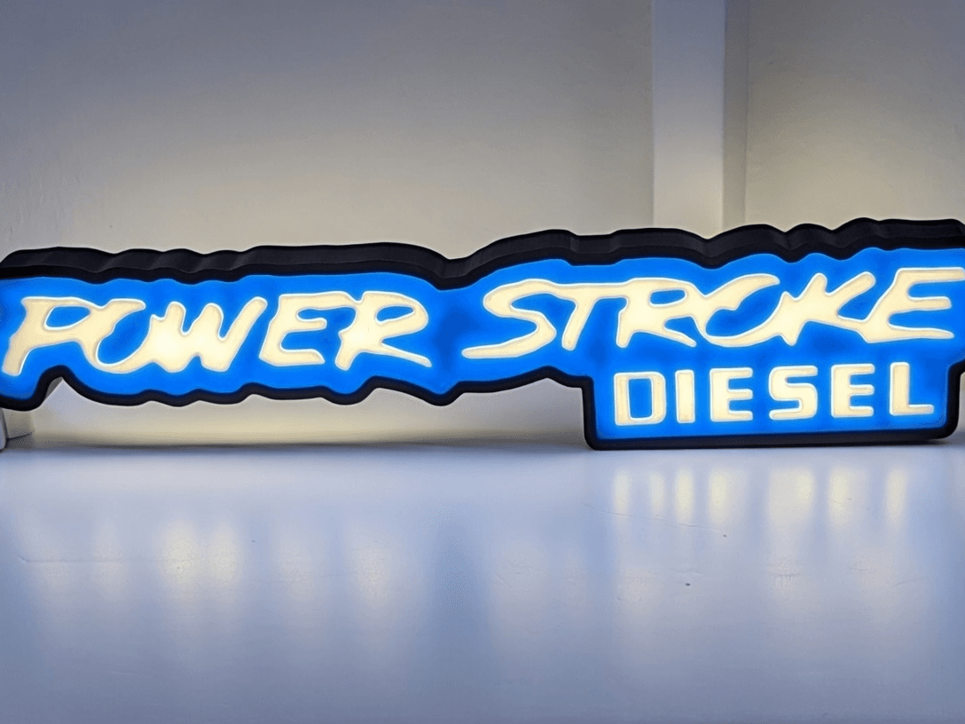 Power Stroke Diesel Sign Light Box & Wall Hanger 