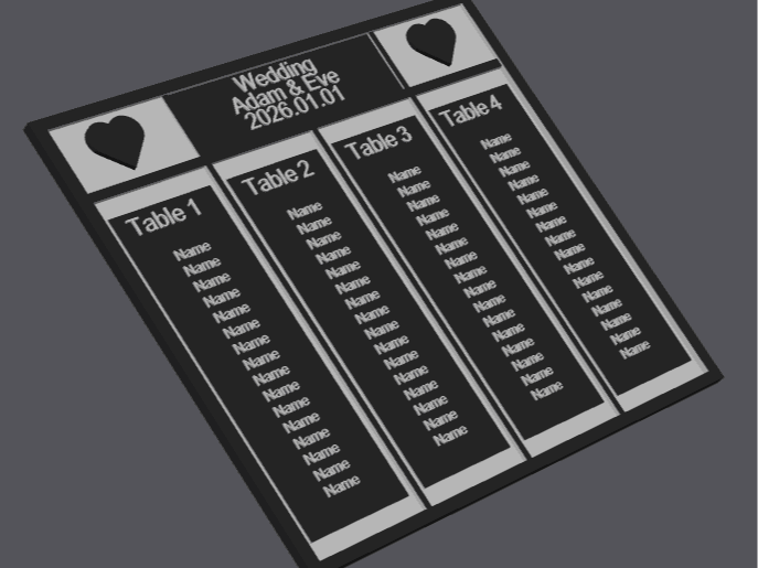 Customizable Wedding Seating Chart 4Tables2Colors