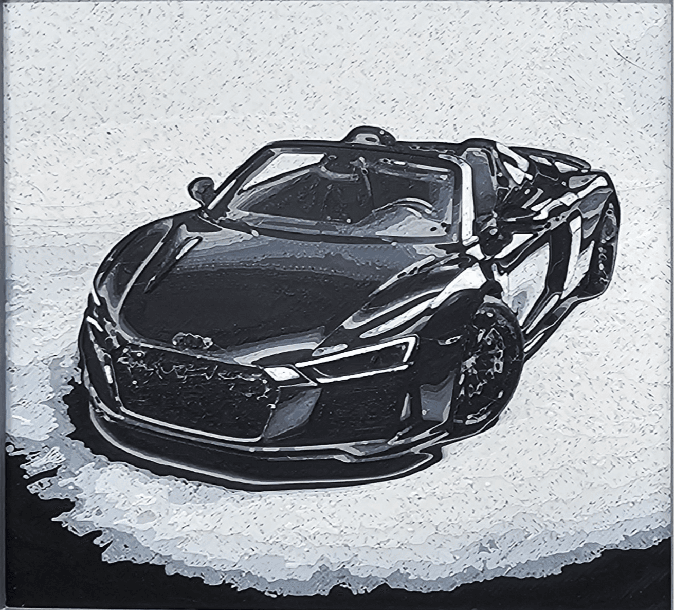 Audi R8 Spyder Hueforge in Black with top down