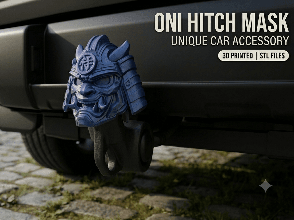 Oni Samurai Mask Trailer Hitch Cover / Tow Bar Cap