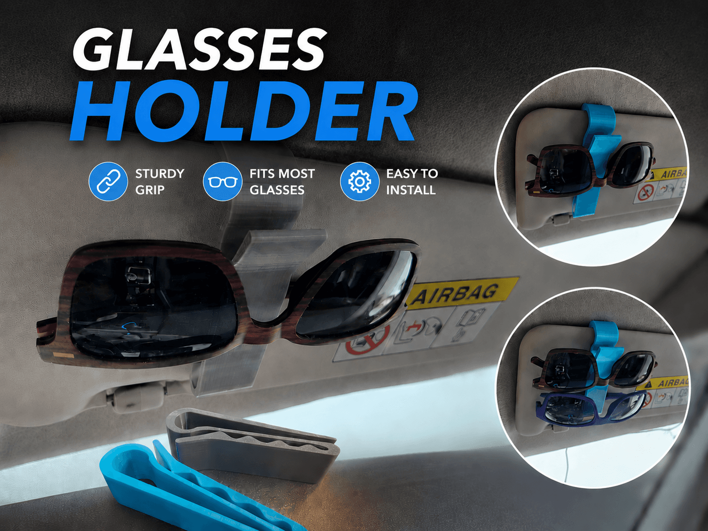 Durable Car Sun Visor Glasses Holder 2026