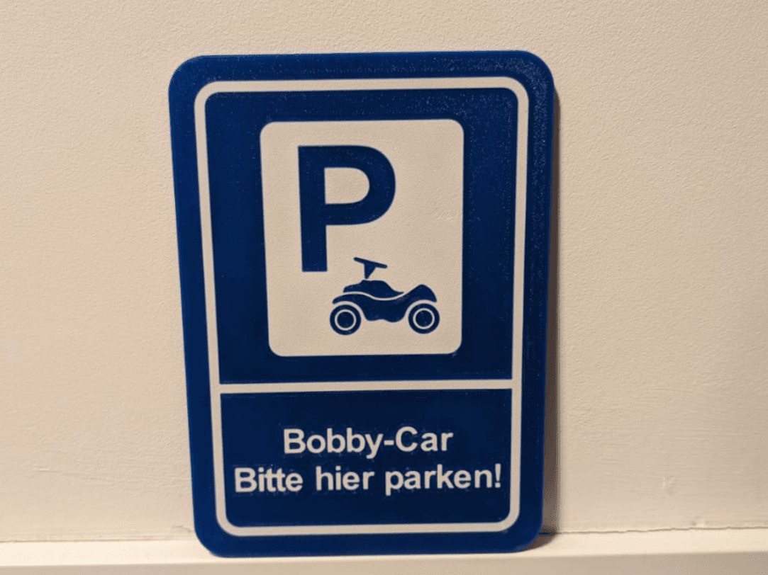 Parkplatzschild "Bobby-Car" – Bitte hier parken!