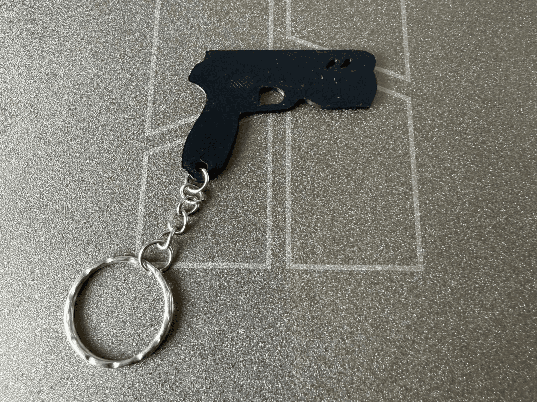 Handgun Silhouette Keychain Novelty Accessory