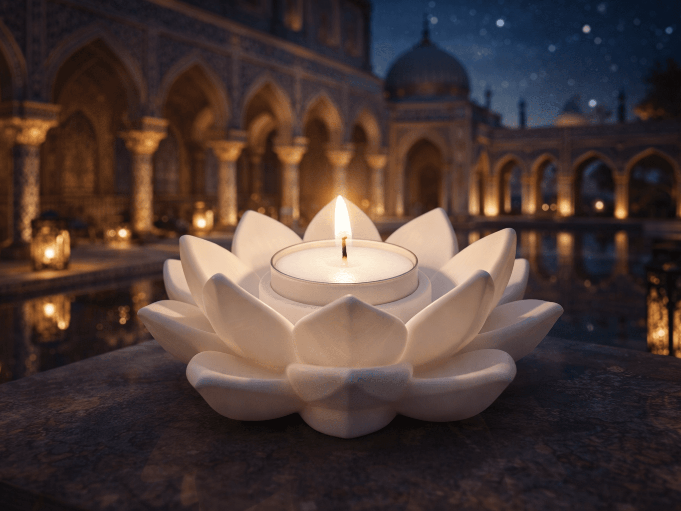 Midnight Lotus – Elegant Tealight Holder