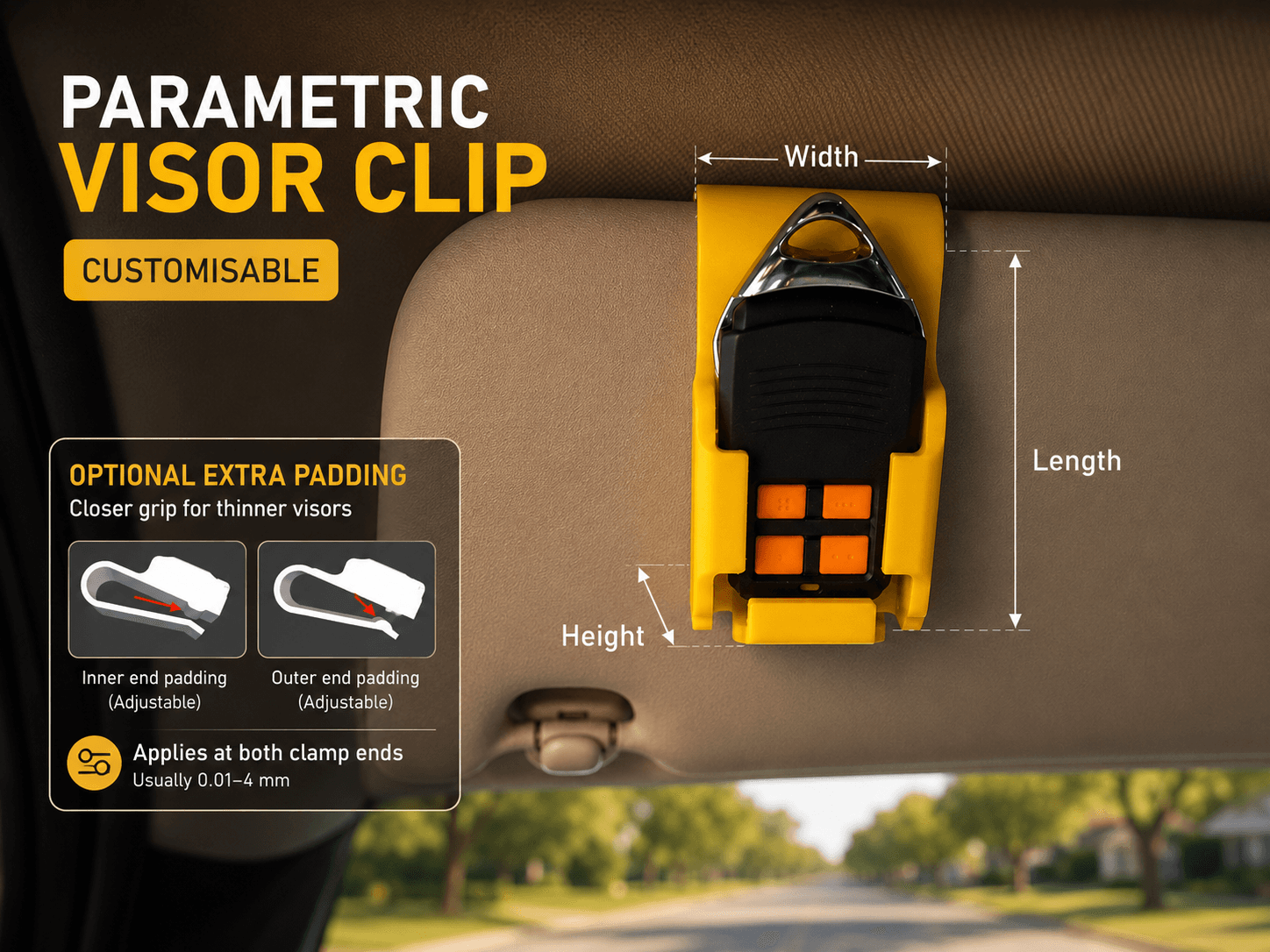 Customisable Garage Remote control mount car visor