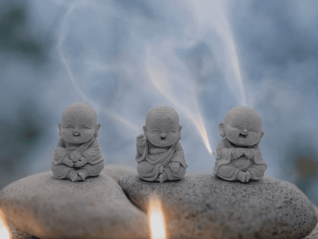 Three Little Buddha - Symbols Peace Wisdom Growth