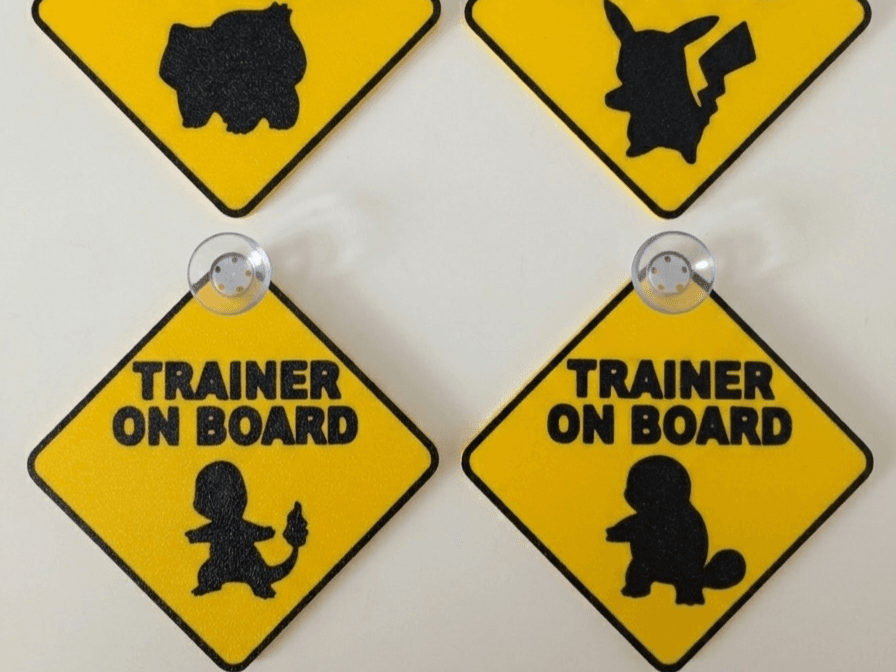 Trainer on board car signs (Kanto Pokemon)