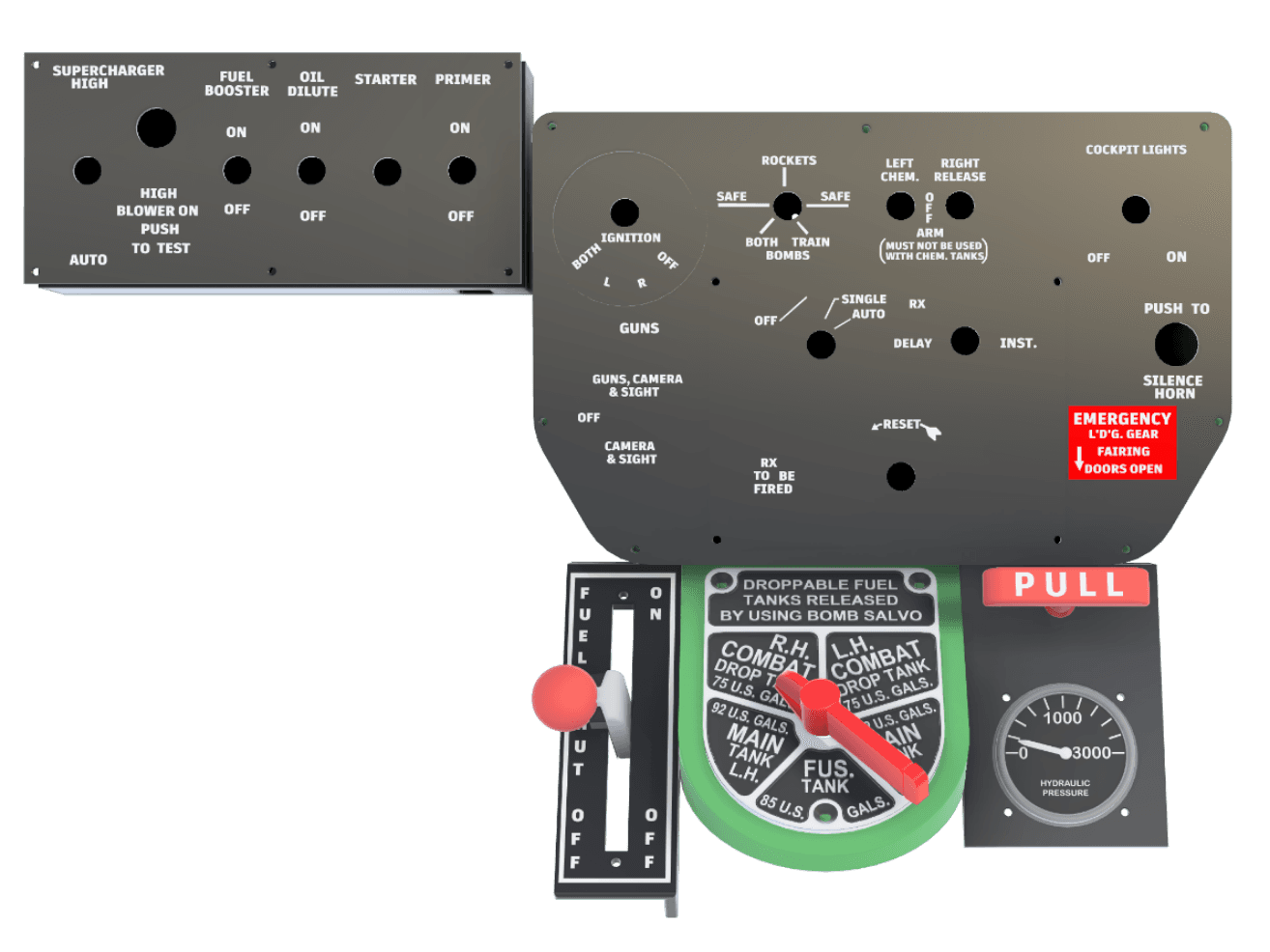 P-51 Mustang Start & Armament Panel for Flight Sim
