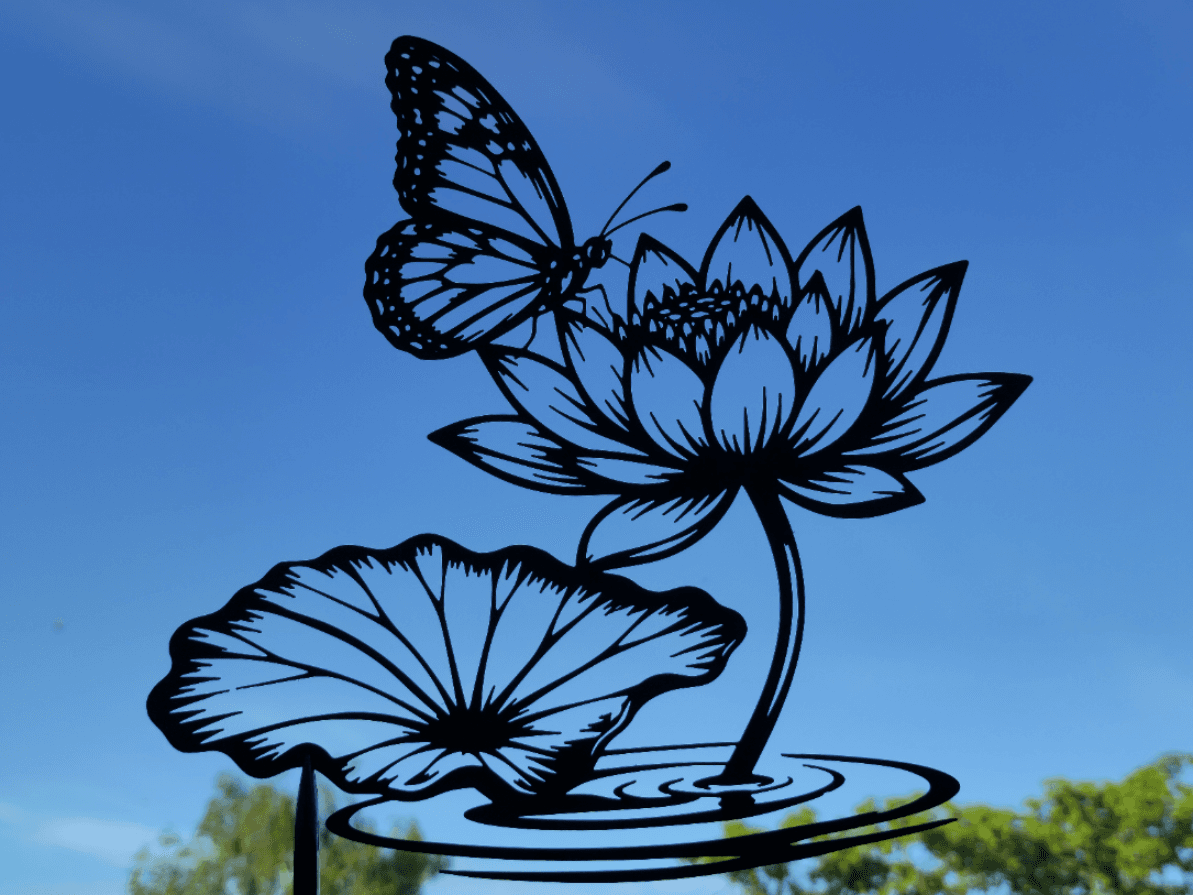 Butterfly Lotus Flower 2D Wall Art