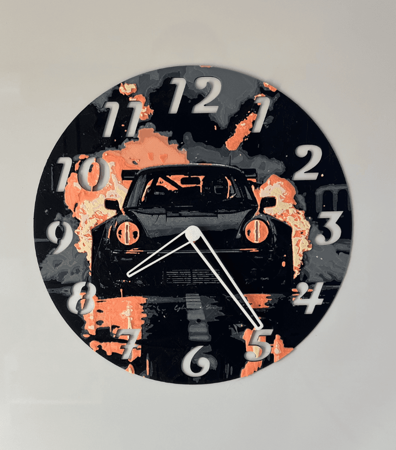 Porsche on Fire Clock HueForge