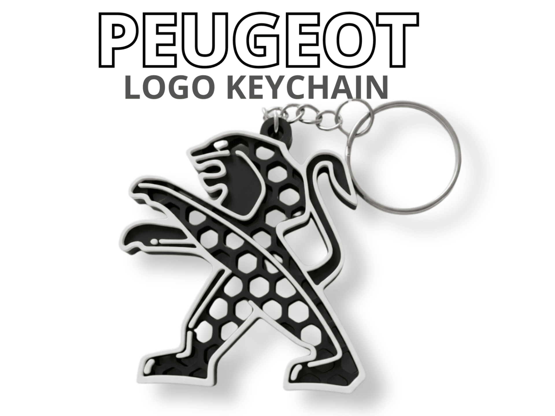 Peugeot Lion Keychain – Honeycomb Style