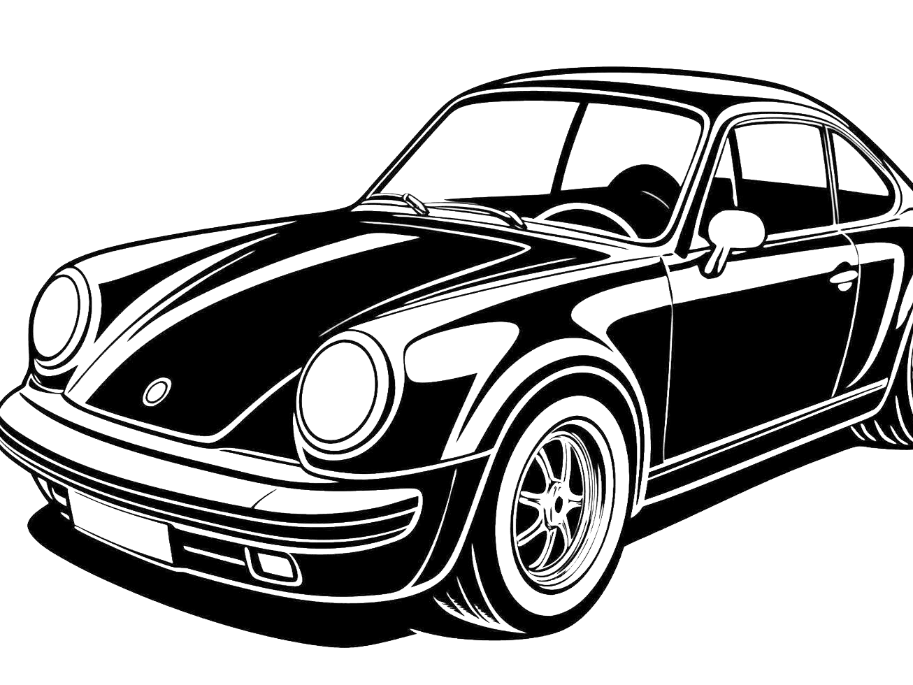 Clásico Porsche 911 Turbo (Silueta Bicolor)