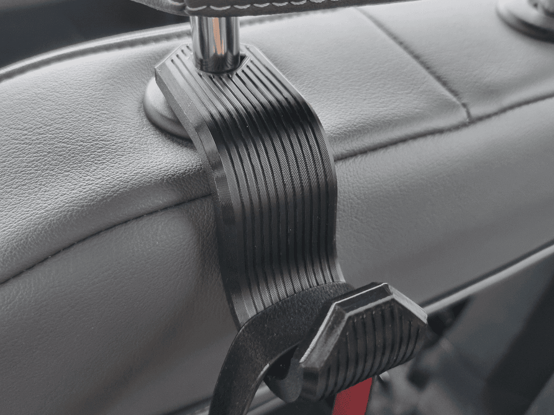 Car Headrest Hook - Ribbed - Strong - 14mm Dia.