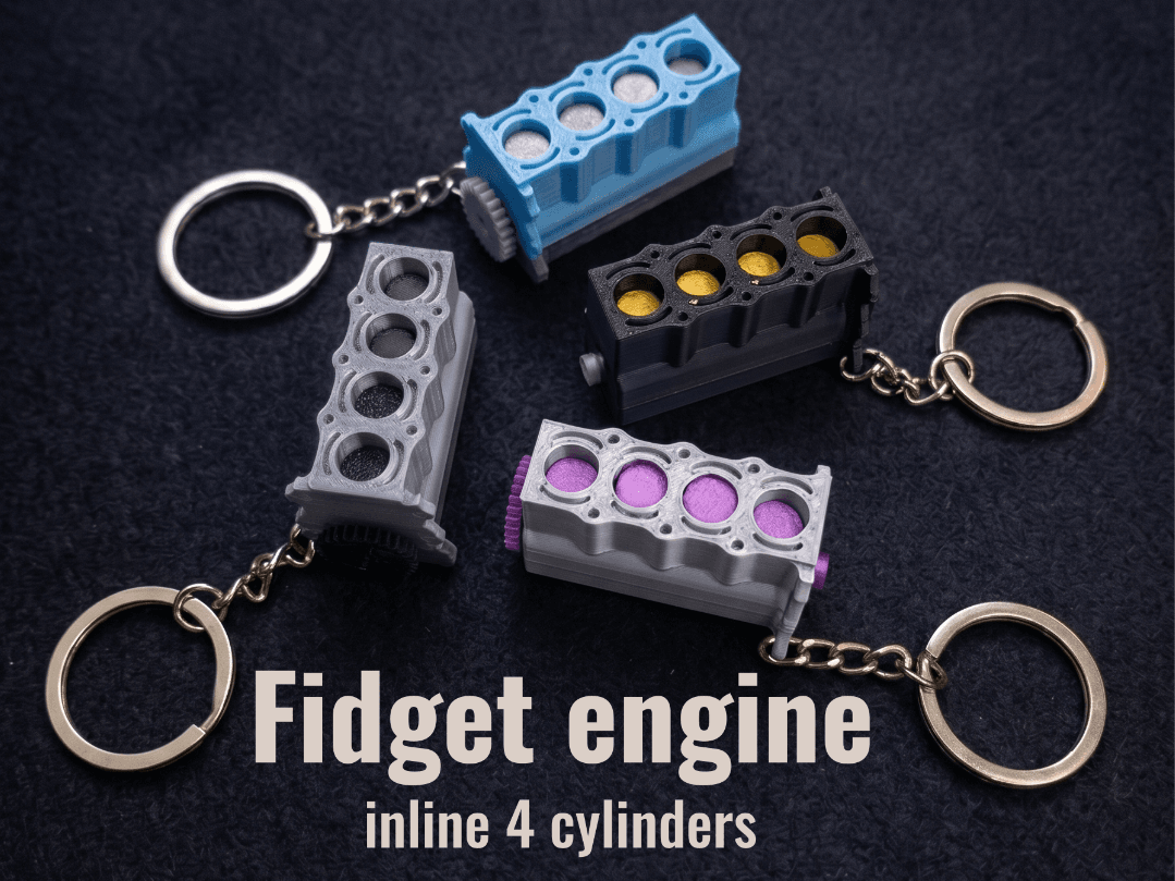 Fidget inline engine keychain