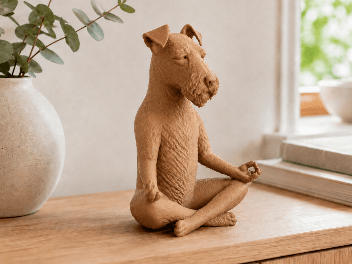 Meditating Fox Terrier Dog – Zen Terrier Statue 