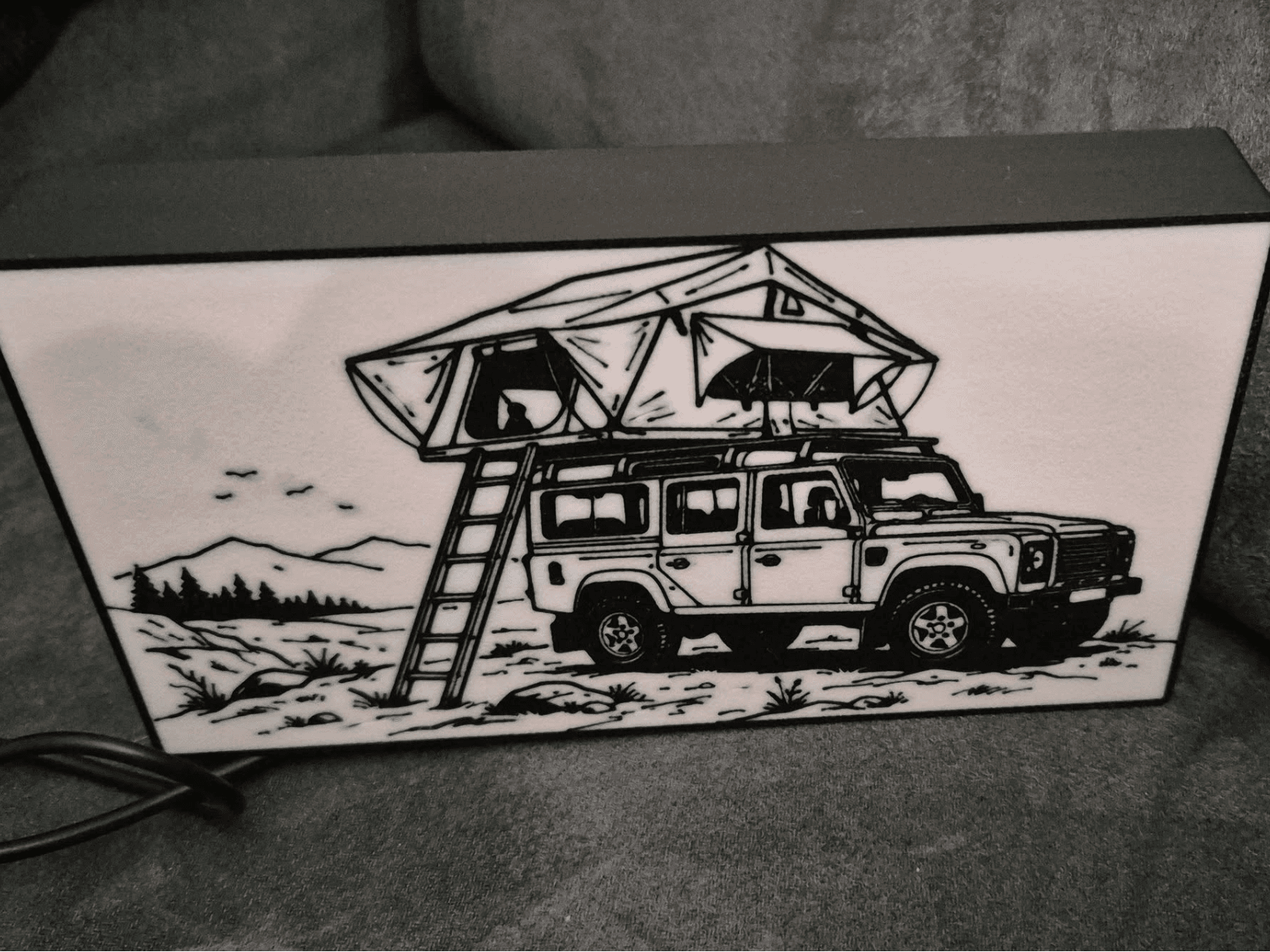 Jeep mit Dachzelt Camping Leuchtkasten Lightbox