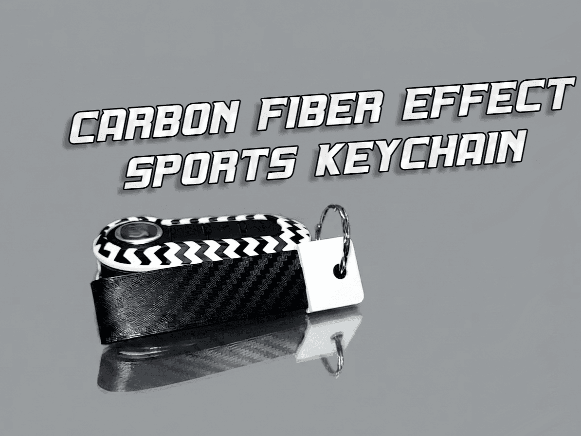 Carbon fiber effect sports car keychain