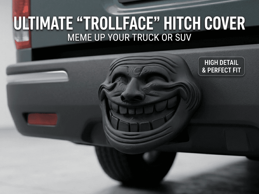 Trollface Trailer Hitch Cover –  2" Receiver Plug