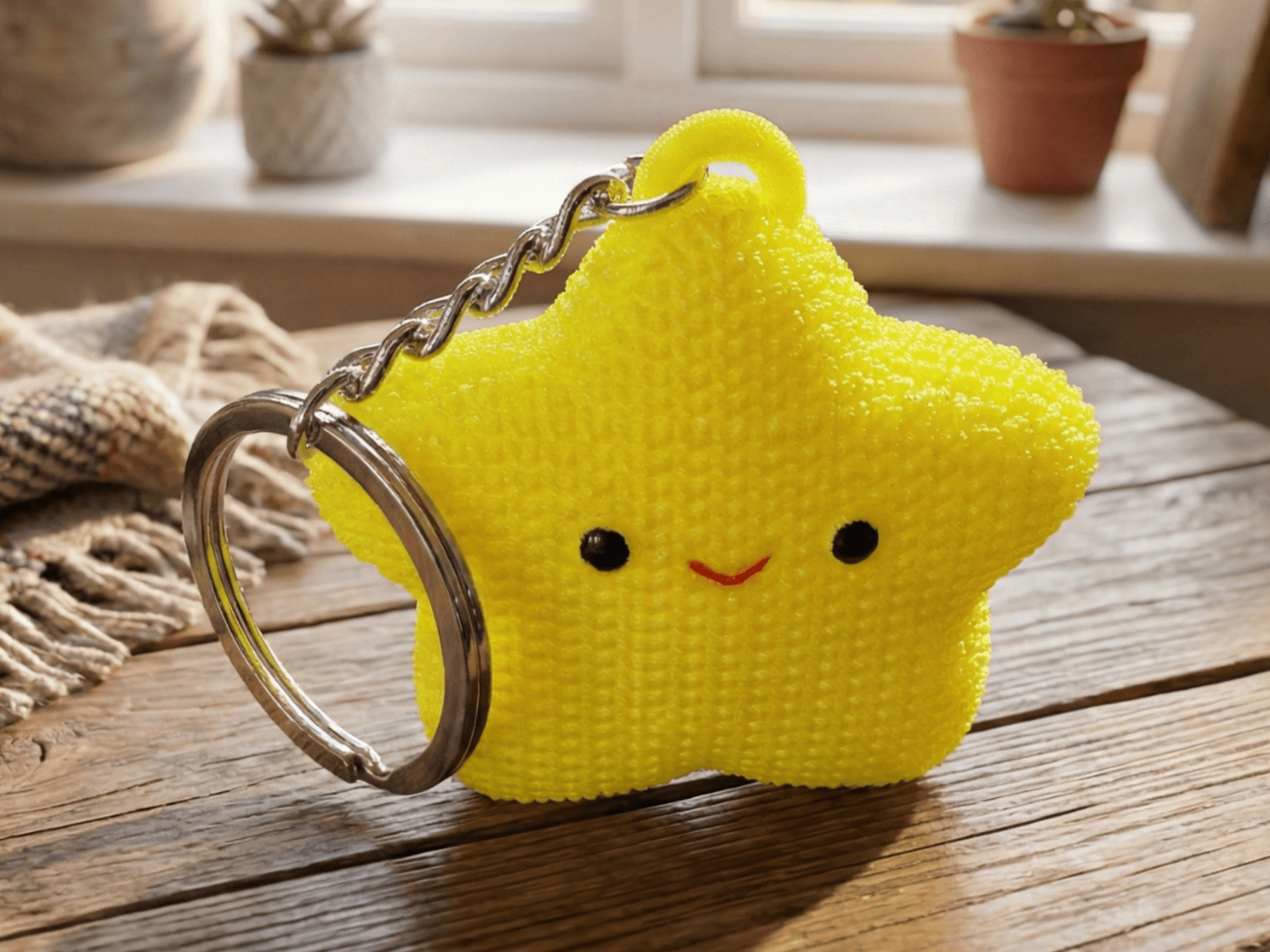 Cute Knitted Star Keychain