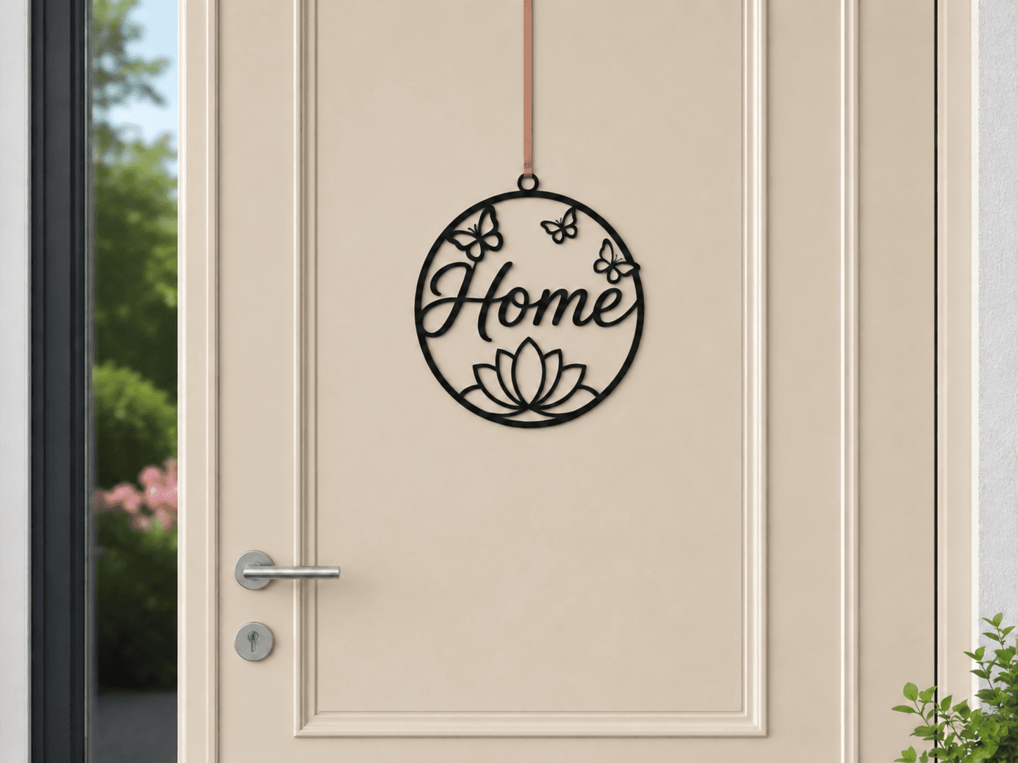 Home Türdeko mit Schmetterlingen & Lotus 