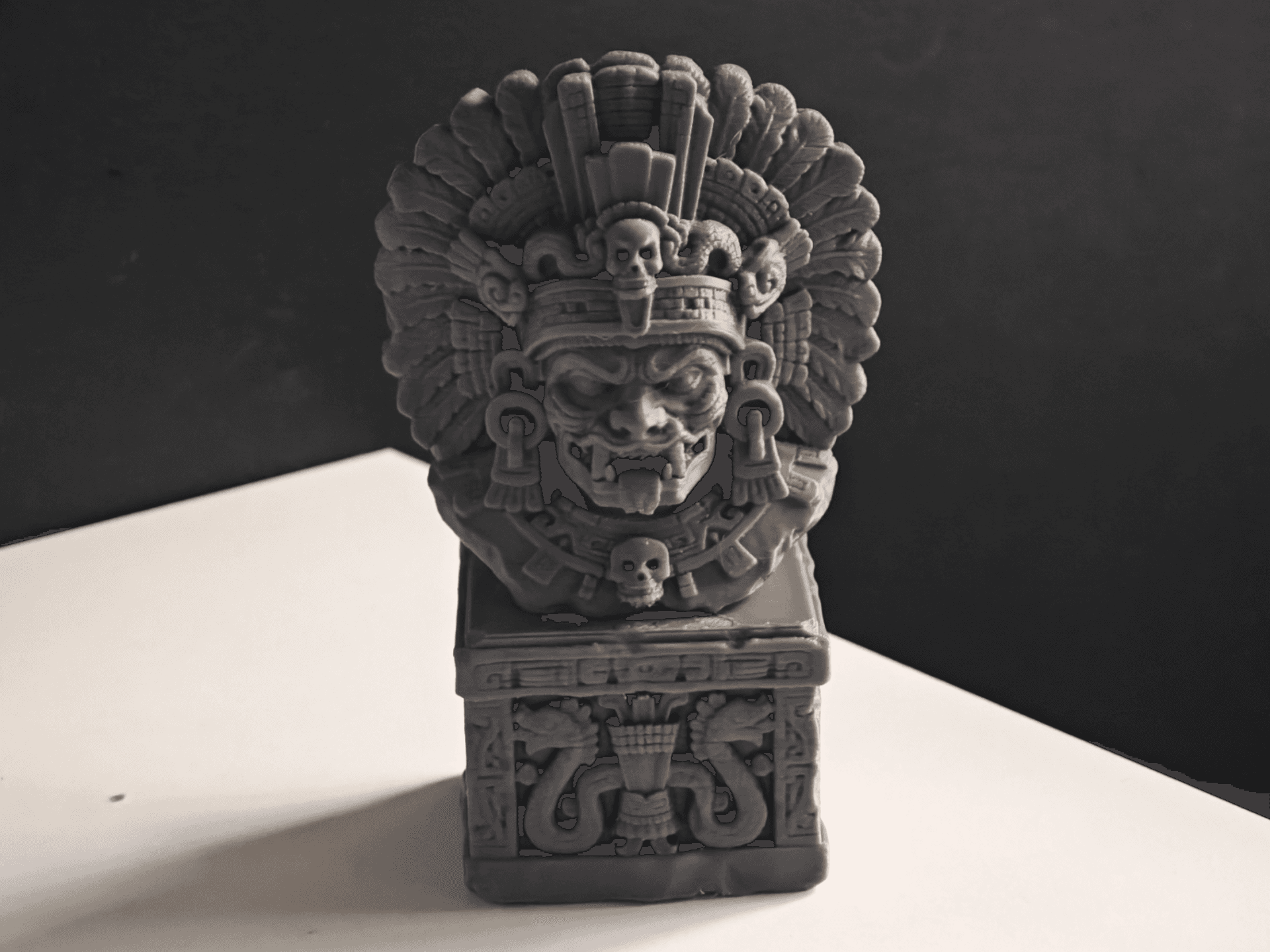 Aztec Skull Priest Bust - Dark Fantasy Sculpture