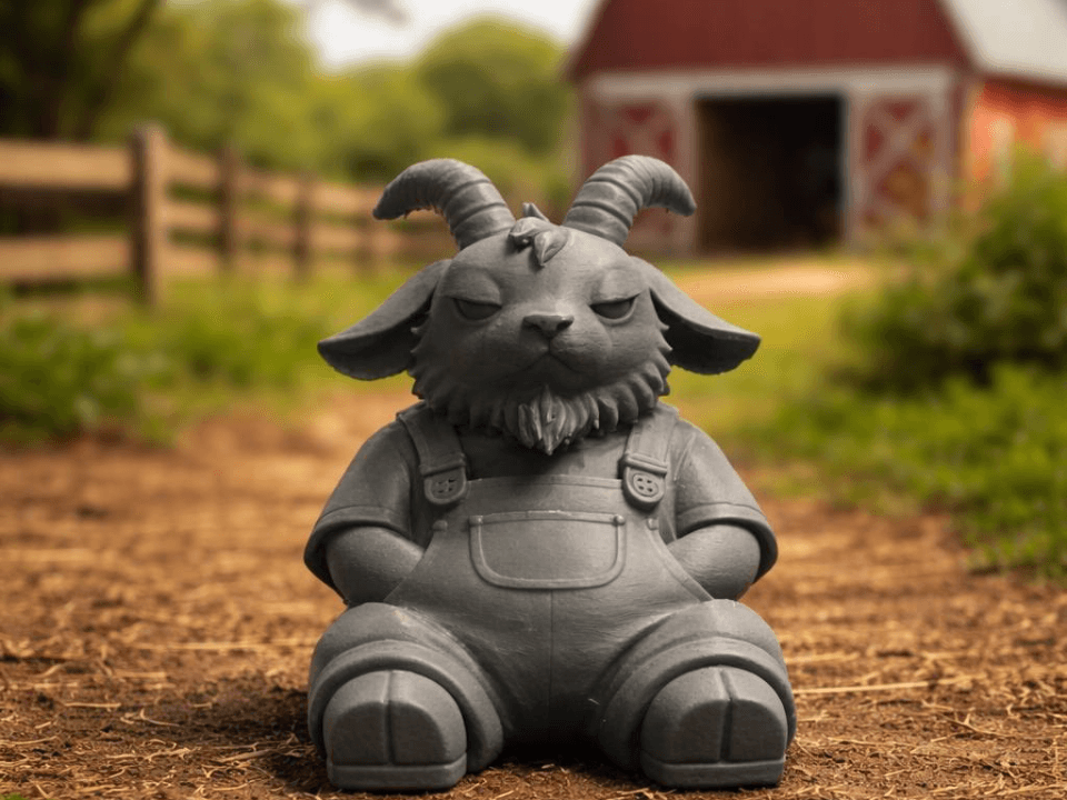 Farmer Goat on Farm Seated 