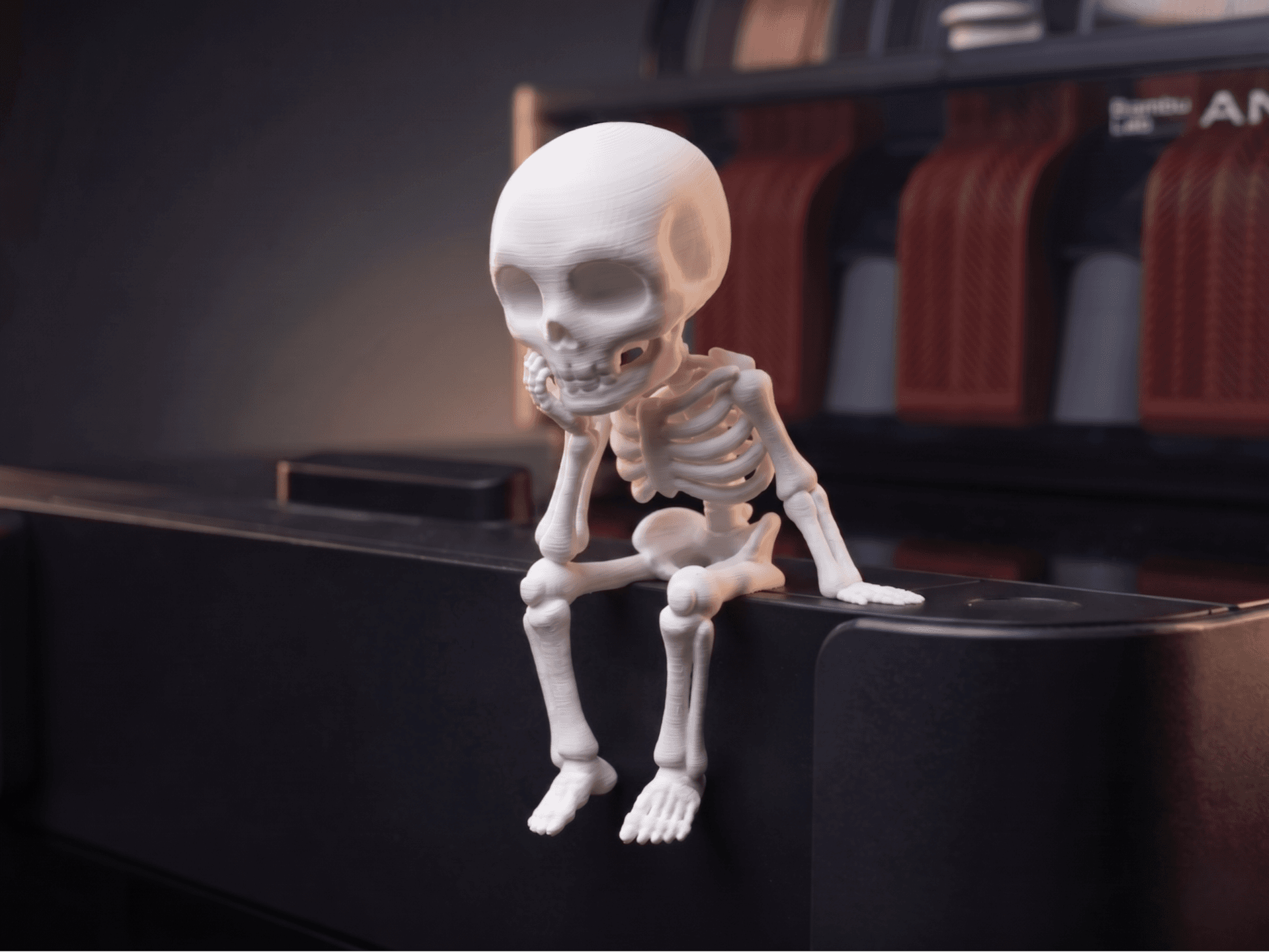 Cute Sitting "Thinker" Skeleton - Desk Pet