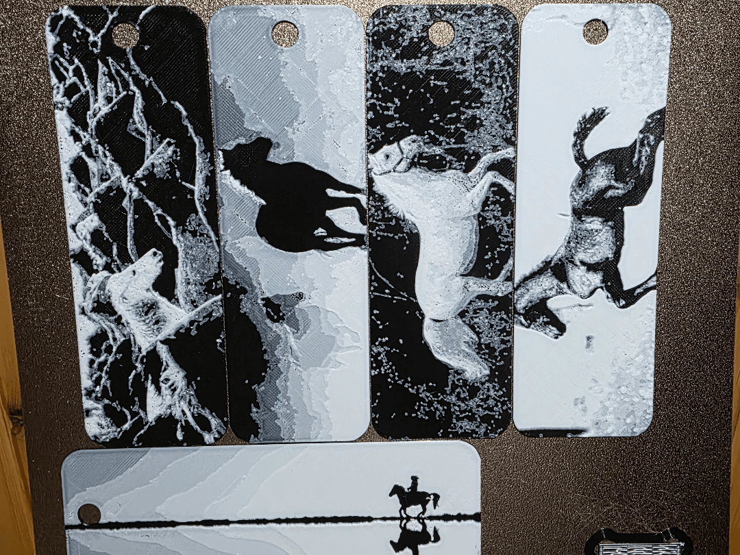 Horse Bookmark Set of 5 Hueforge(Black and White) 
