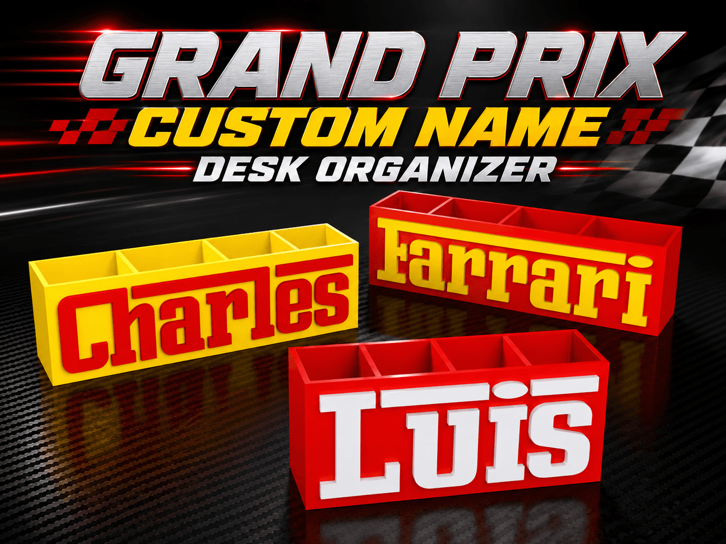 GP Custom Name Desk Organizer - Racing Style