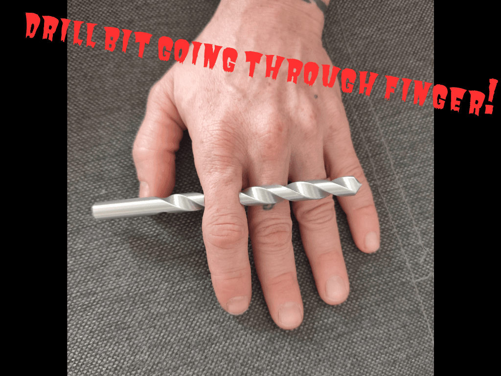 Drill bit goes through finger!