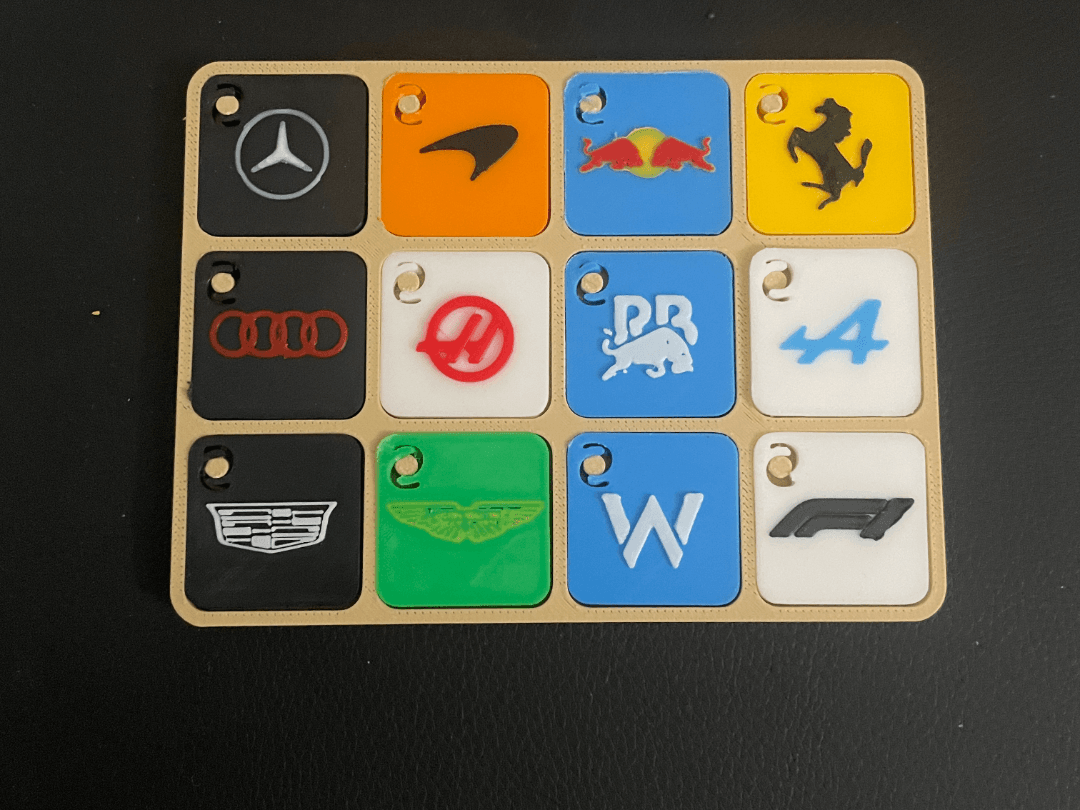 F1 Filament swatch board with all teams(0.2/0.4mm)