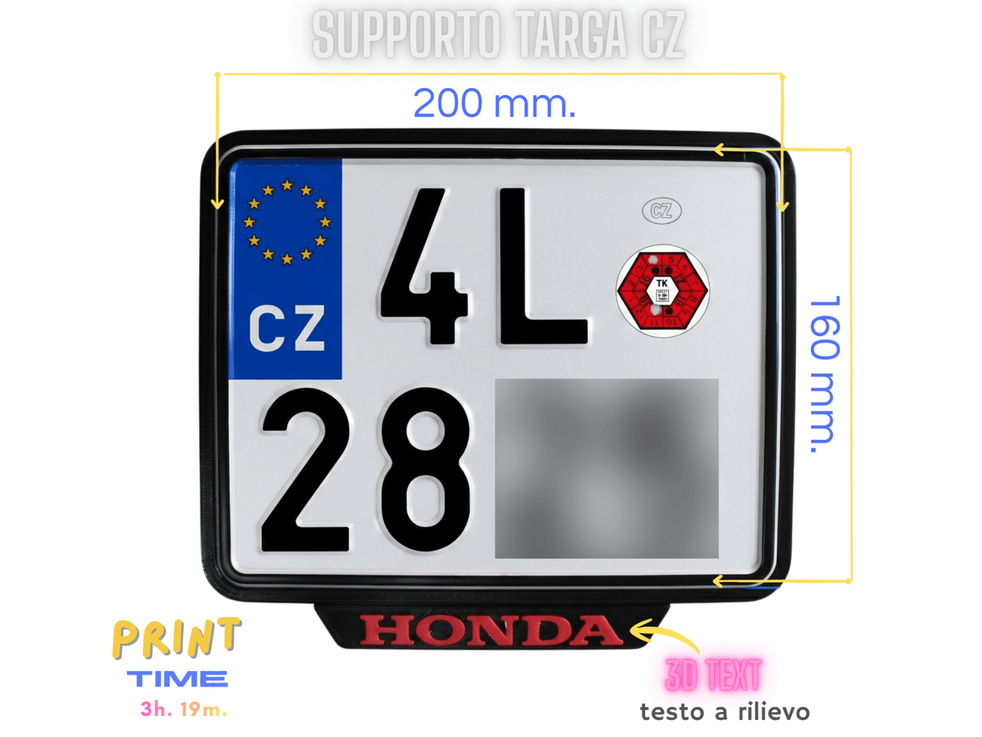 Supporto Targa Cecoslovacca per Moto e Scooter