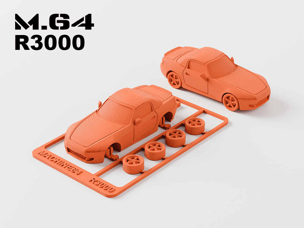 M64 R3000 1:64 Scale Car Kit Card