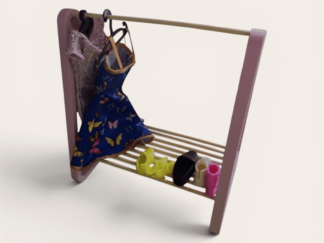 Mini Fashion Doll Clothes Rack & Shoe Display 1:6