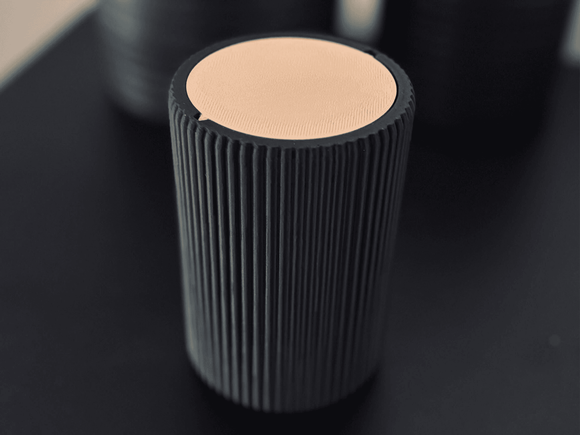 Desktop/Car trash can with swing lid ribbed