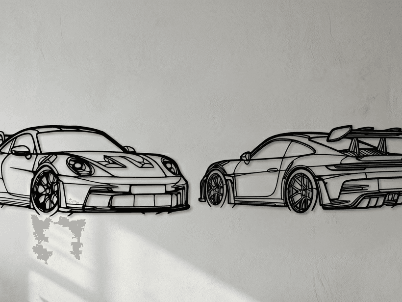 Porsche 911 GT3 RS (992) - Minimalist 3D Wall Art