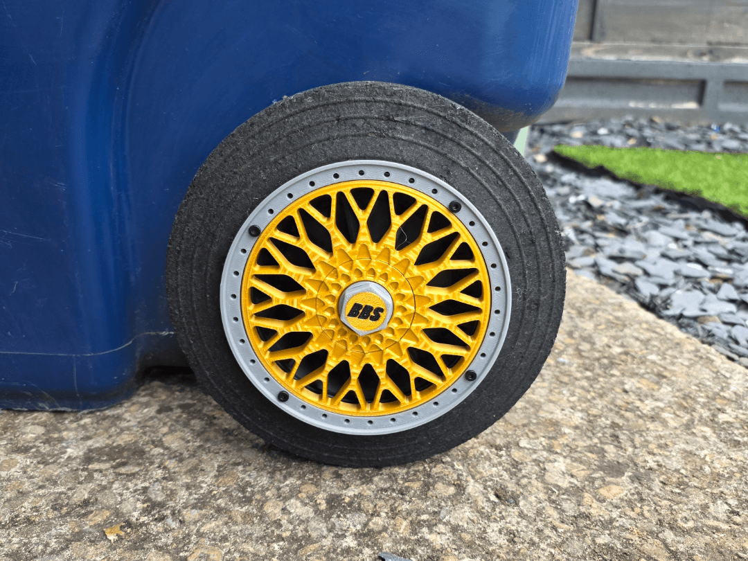 BBS RS gold cross-spoke wheellie bin wheel trim