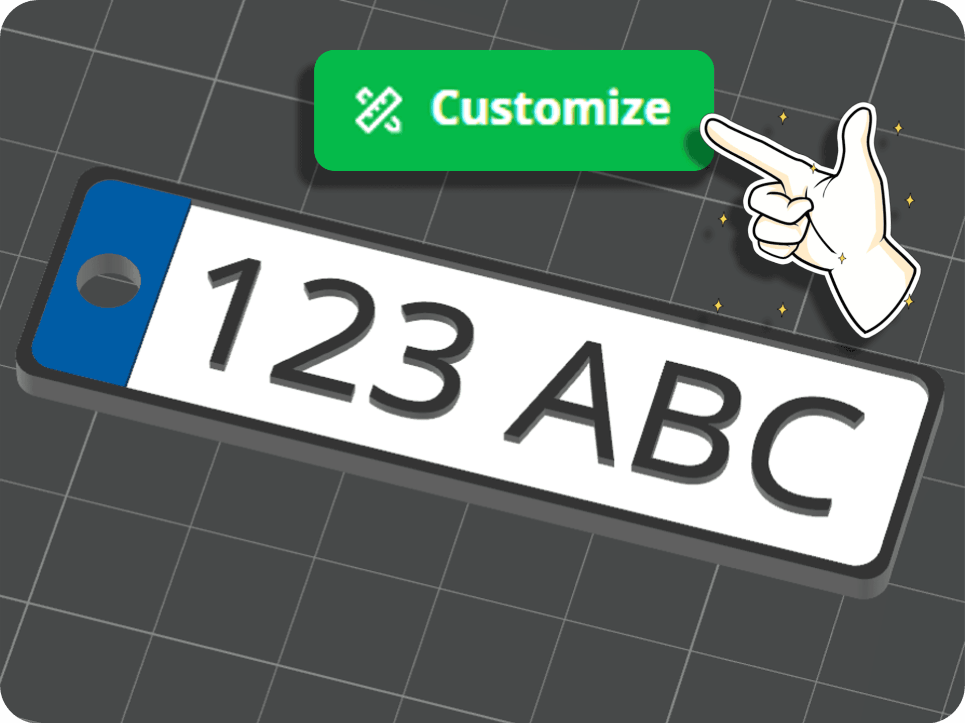 Car plate Keychain Creator [OpenSCAD]