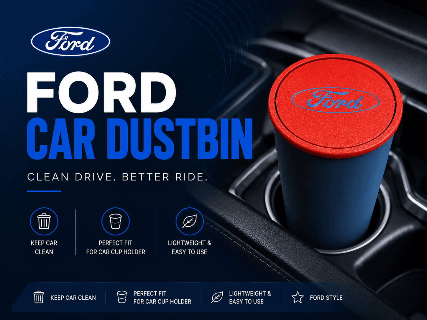 Car Dustbin with Ford Logo