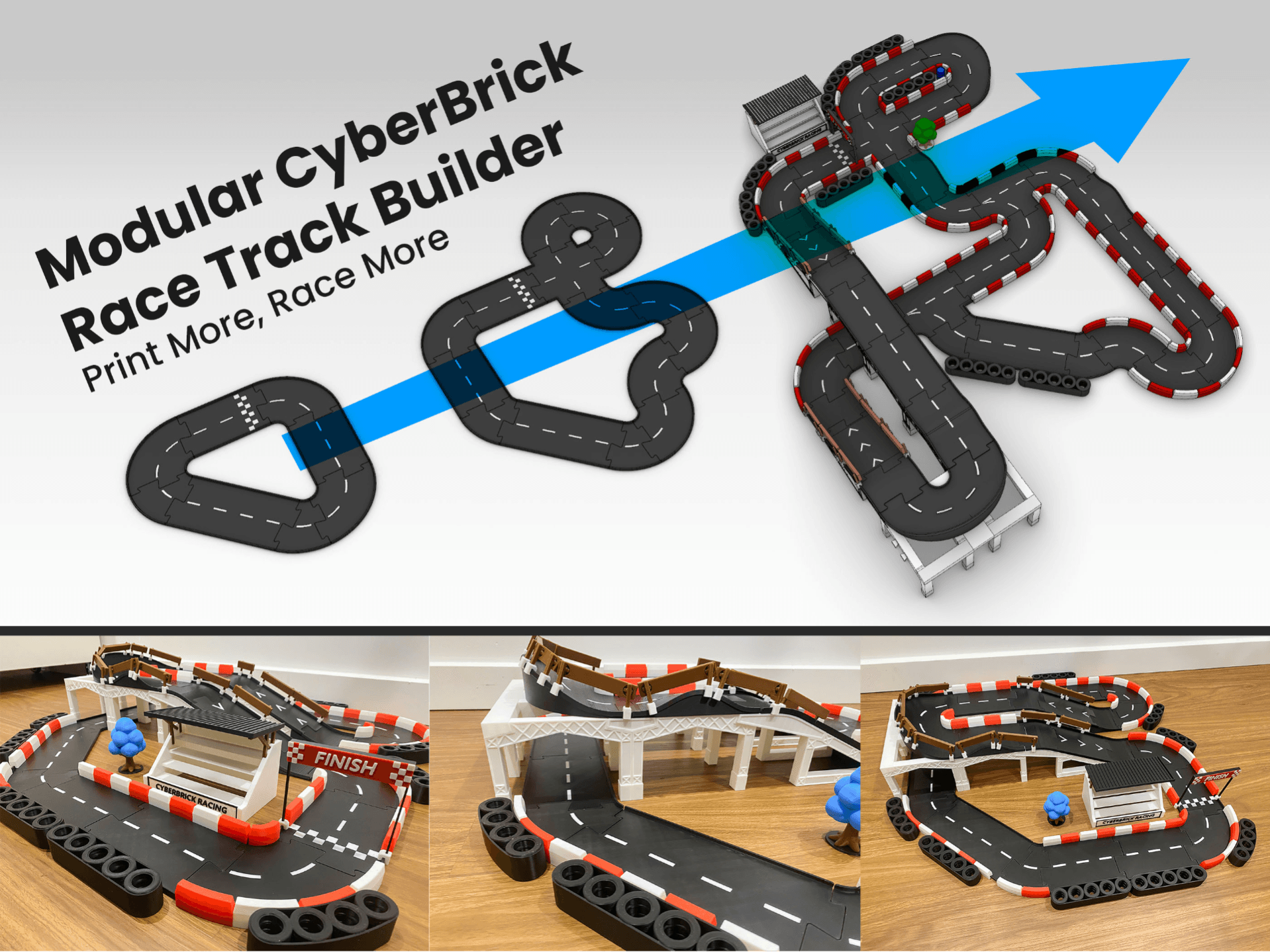 Modular CyberBrick Race Track Builder