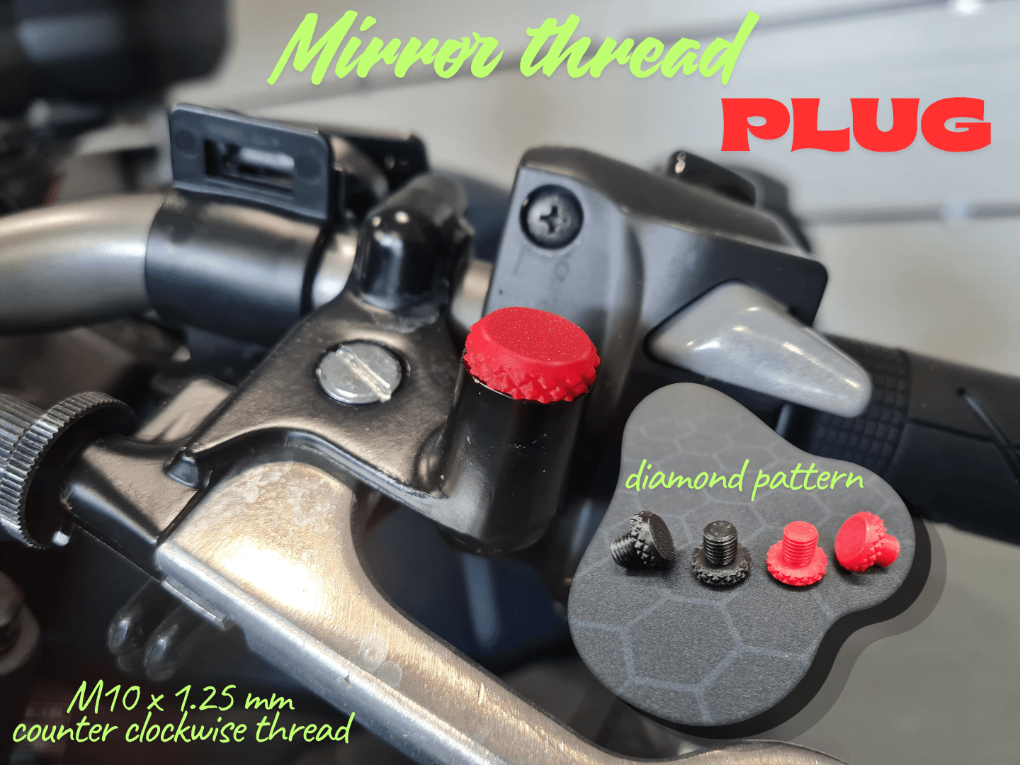 Moto mirror thread plug - M10 x1.25mm CCW thread