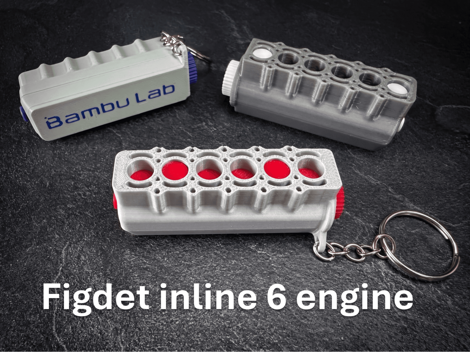 Fidget inline 6 engine keychain